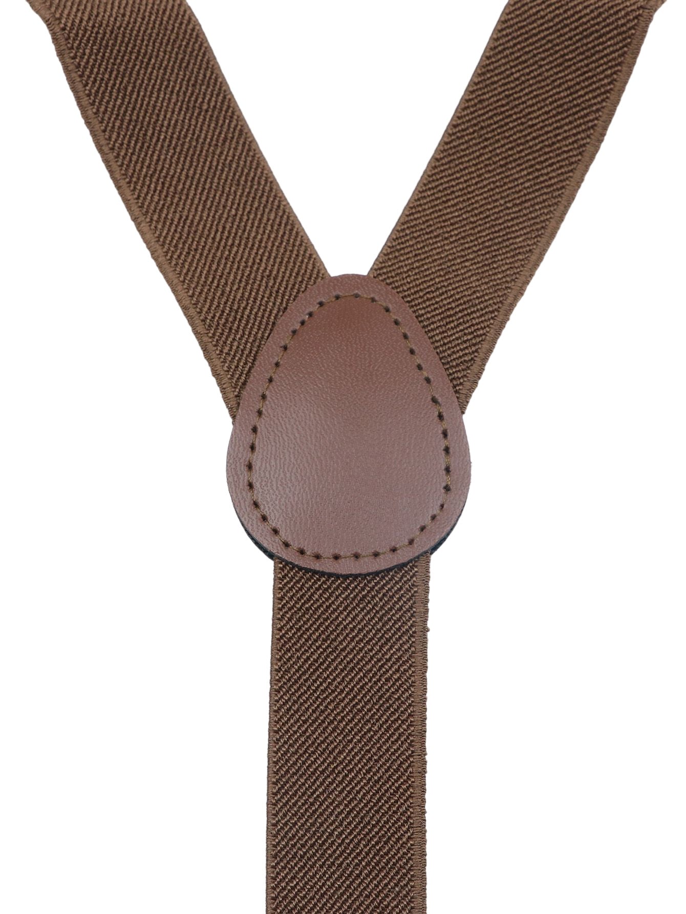 Men's Brown Solid Y‑Back Clip‑On Suspenders