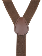Men's Brown Solid Y‑Back Clip‑On Suspenders