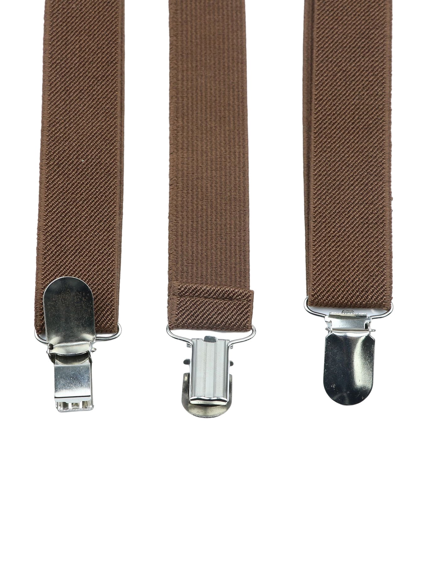 Men's Brown Solid Y‑Back Clip‑On Suspenders