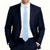 White and Blue Striped Necktie