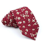 ZONFAZ Cotton Floral Ties For Men Women Skinny Flower Necktie