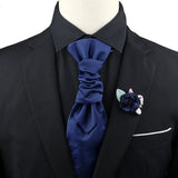 ZONFAZ Men's Premium Paisley Ascot Brooch Set Luxury Classic Suit Tuxedo Tie Set