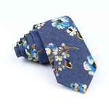 ZONFAZ Cotton Floral Ties For Men Women Skinny Flower Necktie