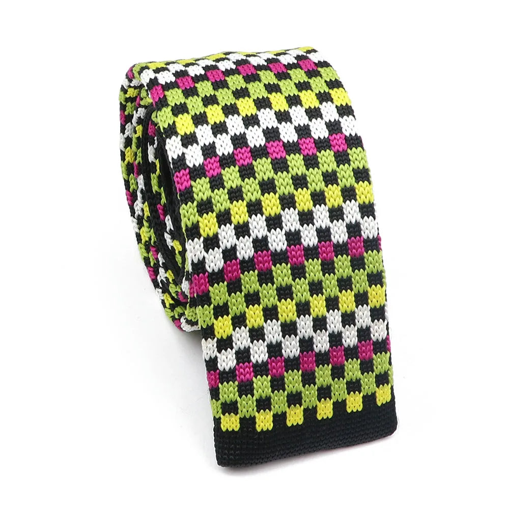 ZONFAZ Fashion Leisure Knitted Ties for Men Colourful Striped Woven Skinny Knit Neckties