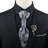 ZONFAZ Men's Premium Paisley Ascot Brooch Set Luxury Classic Suit Tuxedo Tie Set