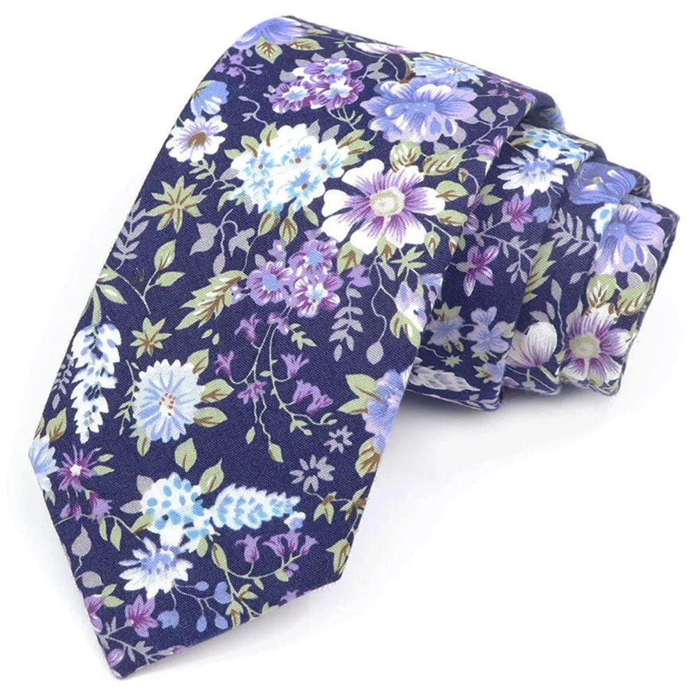 ZONFAZ Cotton Floral Ties For Men Women Elegant Flower Printed Skinny Necktie