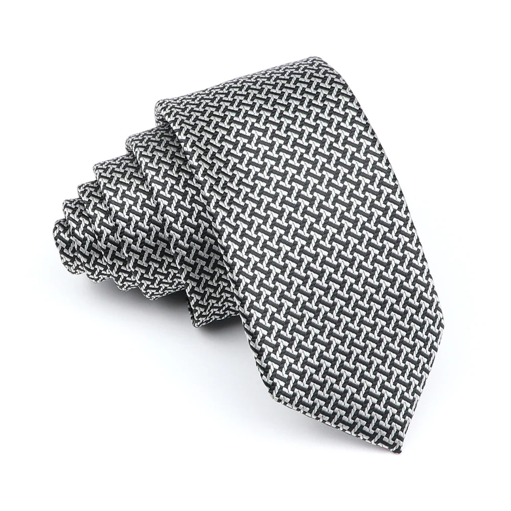 Fashion Jacquard Striped Plaid Paisley Ties For Men Skinny Silk Necktie