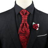 ZONFAZ Men's Premium Paisley Ascot Brooch Set Luxury Classic Suit Tuxedo Tie Set