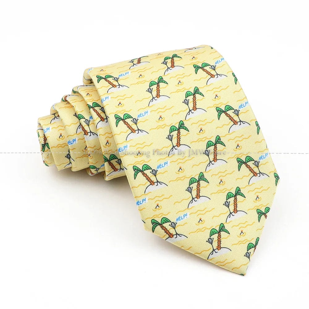 ZONFAZ Creative Imitation Silk Ties Men's Graffiti Necktie