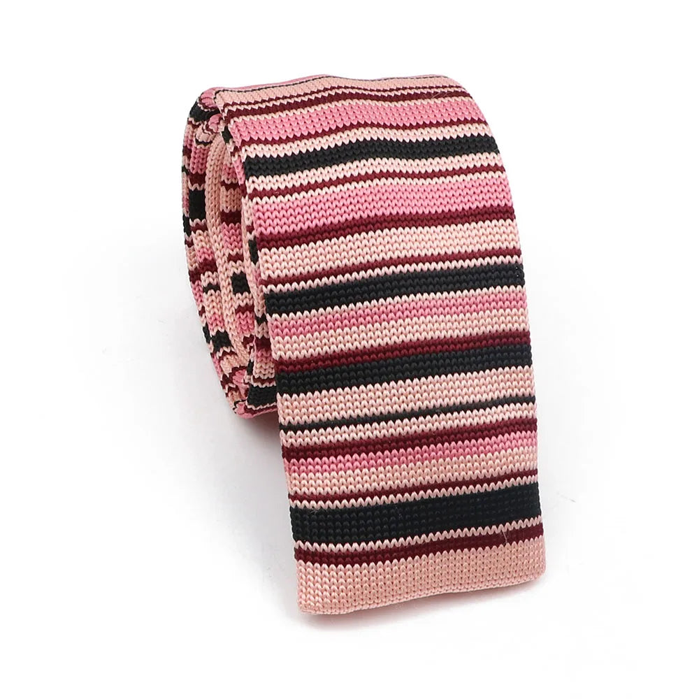 ZONFAZ Fashion Leisure Knitted Ties for Men Colourful Striped Woven Skinny Knit Neckties