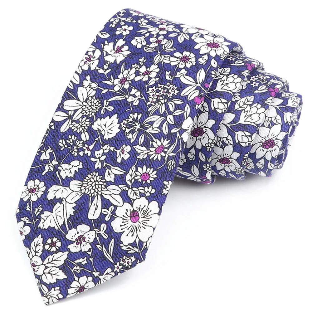 ZONFAZ Cotton Floral Ties For Men Women Elegant Flower Printed Skinny Necktie