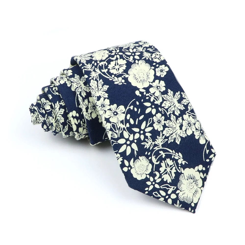 ZONFAZ Cotton Floral Ties For Men Women Skinny Flower Necktie