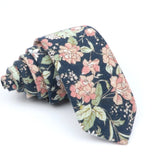 ZONFAZ Cotton Floral Ties For Men Women Skinny Flower Necktie