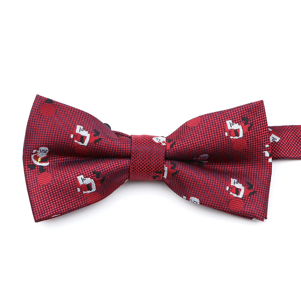 ZONFAZ Christmas Bowtie Festival Theme Fashion Parent-Child Bow Tie for Adult Kid Snowflake Santa Jacquard Silk Bowtie