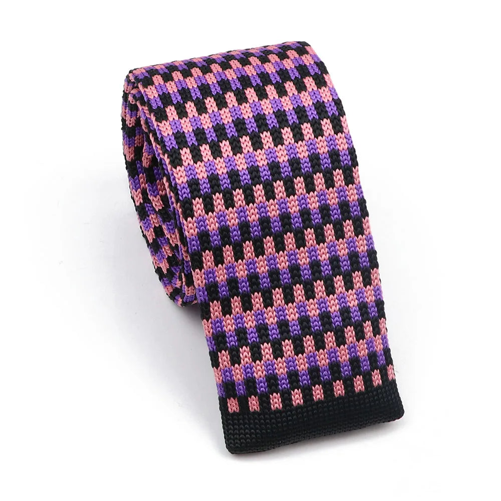 ZONFAZ Fashion Leisure Knitted Ties for Men Colourful Striped Woven Skinny Knit Neckties