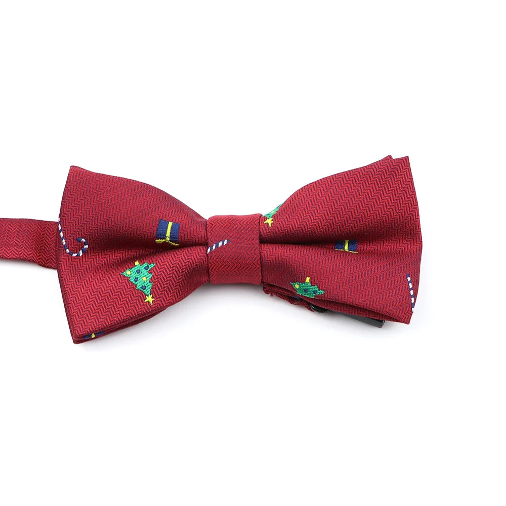 ZONFAZ Christmas Bowtie Festival Theme Fashion Parent-Child Bow Tie for Adult Kid Snowflake Santa Jacquard Silk Bowtie