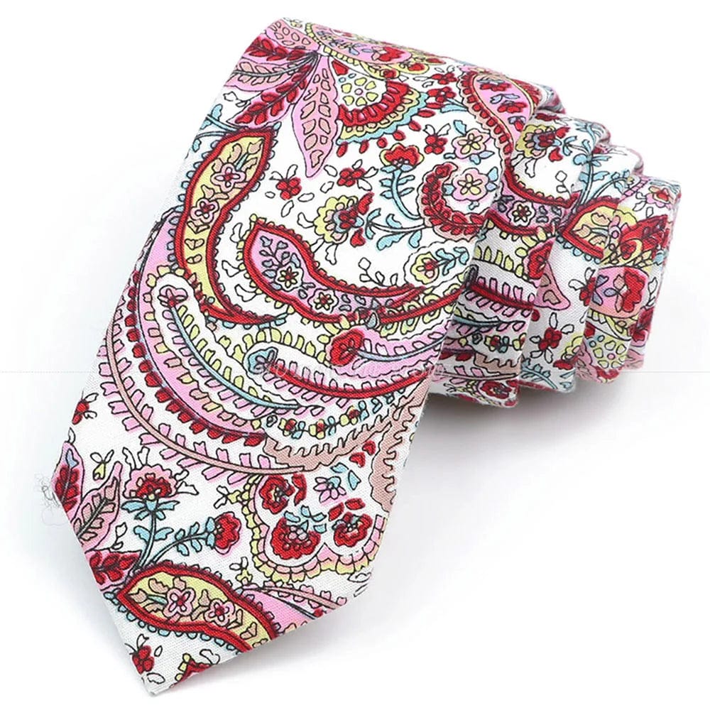 ZONFAZ Artificial Cotton Flower Ties Skinny Floral Necktie