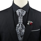 ZONFAZ Men's Premium Paisley Ascot Brooch Set Luxury Classic Suit Tuxedo Tie Set