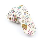 ZONFAZ Funny Skinny Linen Printed Ties 5cm Width