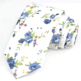 ZONFAZ Cotton Floral Ties For Men Women Elegant Flower Printed Skinny Necktie