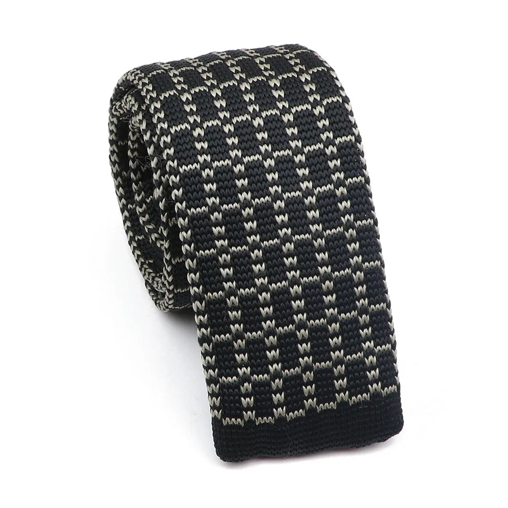 ZONFAZ Fashion Leisure Knitted Ties for Men Colourful Striped Woven Skinny Knit Neckties