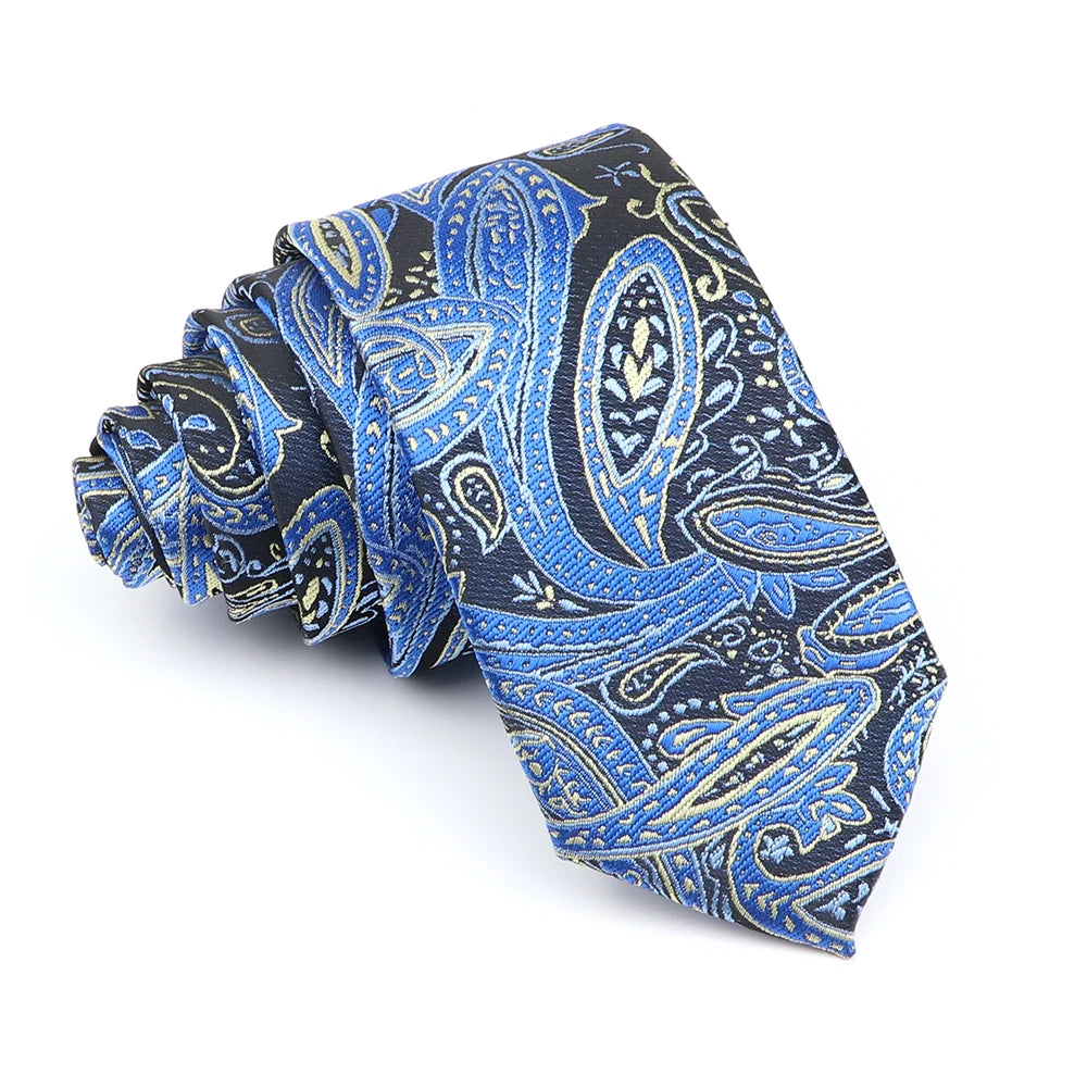 Fashion Jacquard Striped Plaid Paisley Ties For Men Skinny Silk Necktie