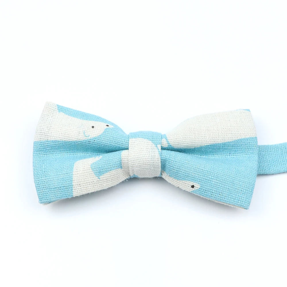 ZONFAZ Funny Cute Linen Cartoon Kids Bowtie Animals Printed Boy Butterfly Bow Ties