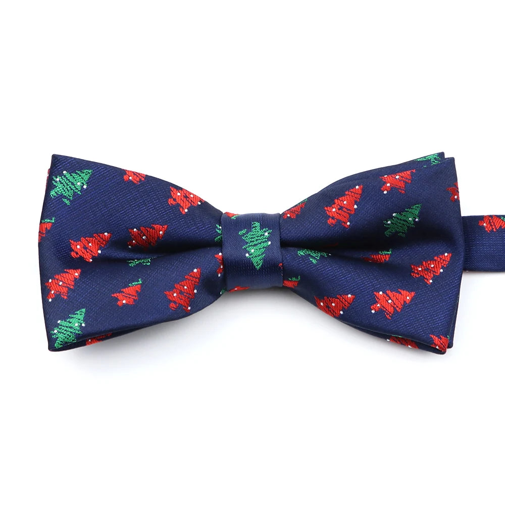 ZONFAZ Christmas Bowtie Festival Theme Fashion Parent-Child Bow Tie for Adult Kid Snowflake Santa Jacquard Silk Bowtie