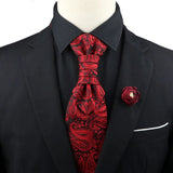 ZONFAZ Men's Premium Paisley Ascot Brooch Set Luxury Classic Suit Tuxedo Tie Set