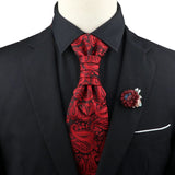 ZONFAZ Men's Premium Paisley Ascot Brooch Set Luxury Classic Suit Tuxedo Tie Set