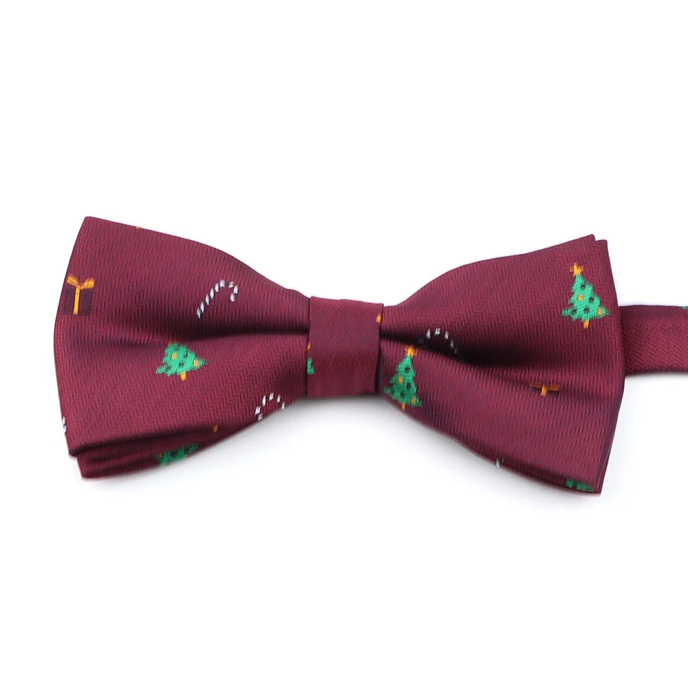 ZONFAZ Christmas Bowtie Festival Theme Fashion Parent-Child Bow Tie for Adult Kid Snowflake Santa Jacquard Silk Bowtie