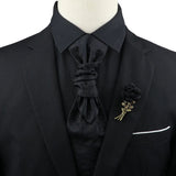 ZONFAZ Men's Premium Paisley Ascot Brooch Set Luxury Classic Suit Tuxedo Tie Set