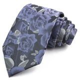 ZONFAZ Fashion Silk Ties Men's Vintage Flower Jacquard Striped Necktie for Office Wedding