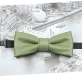 ZONFAZ Pu Leather Solid Color Bow Ties