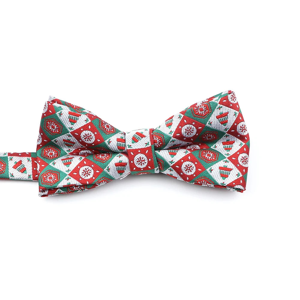 ZONFAZ Christmas Bowtie Festival Theme Fashion Parent-Child Bow Tie for Adult Kid Snowflake Santa Jacquard Silk Bowtie