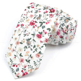 ZONFAZ Artificial Cotton Flower Ties Skinny Floral Necktie