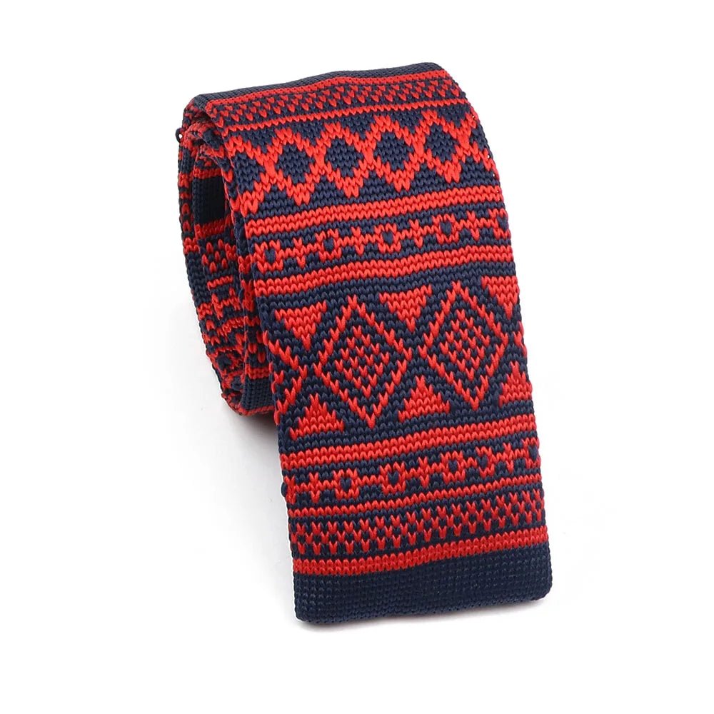 ZONFAZ Fashion Leisure Knitted Ties for Men Colourful Striped Woven Skinny Knit Neckties