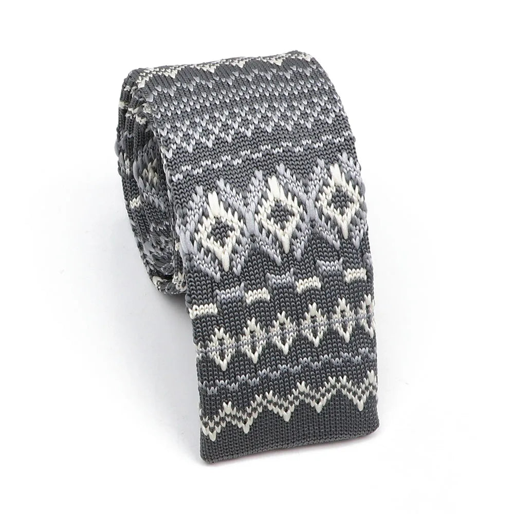 ZONFAZ Fashion Leisure Knitted Ties for Men Colourful Striped Woven Skinny Knit Neckties