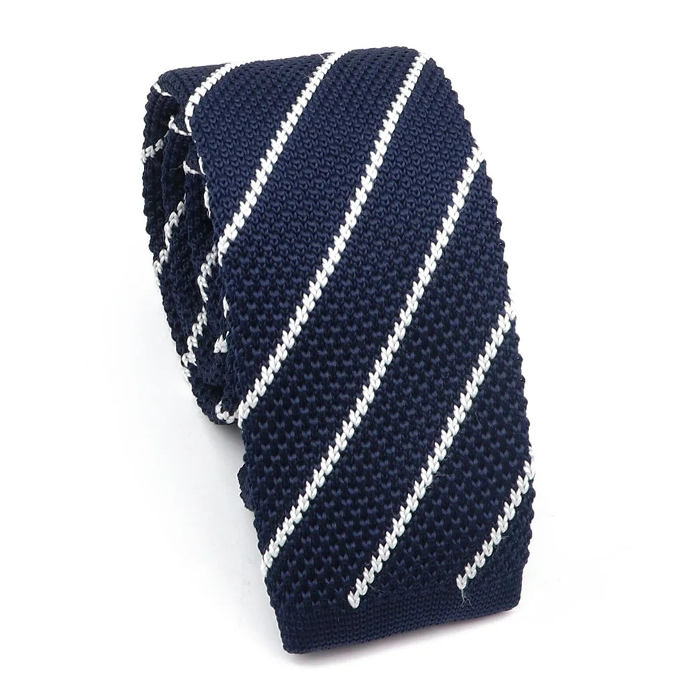 ZONFAZ Fashion Leisure Knitted Ties for Men Colourful Striped Woven Skinny Knit Neckties