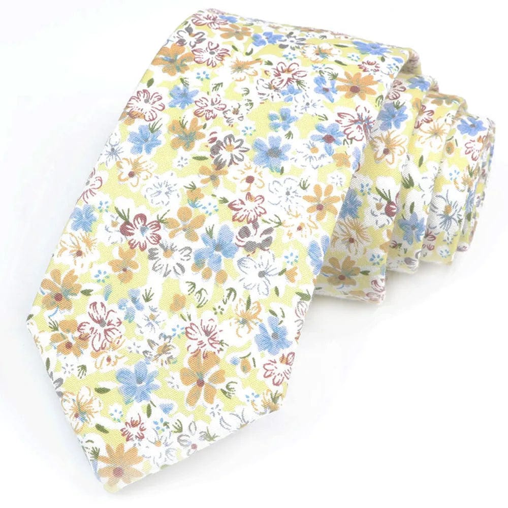 ZONFAZ Cotton Floral Ties For Men Women Elegant Flower Printed Skinny Necktie