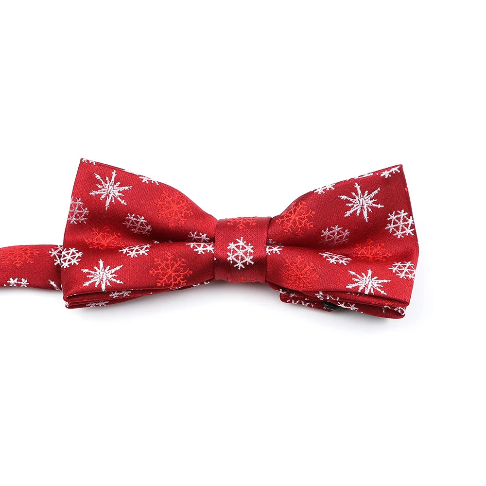 ZONFAZ Christmas Bowtie Festival Theme Fashion Parent-Child Bow Tie for Adult Kid Snowflake Santa Jacquard Silk Bowtie