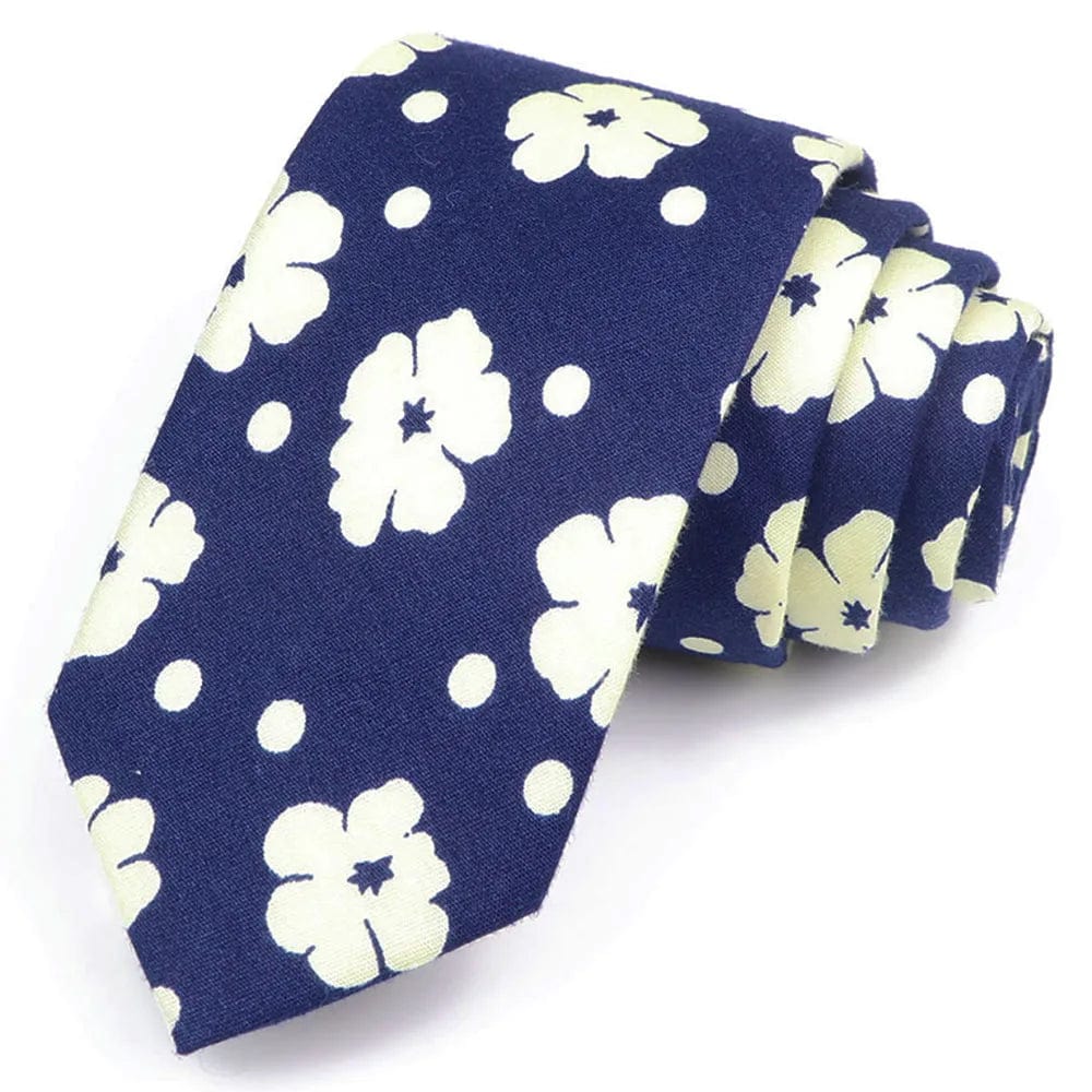 ZONFAZ Cotton Floral Ties For Men Women Elegant Flower Printed Skinny Necktie