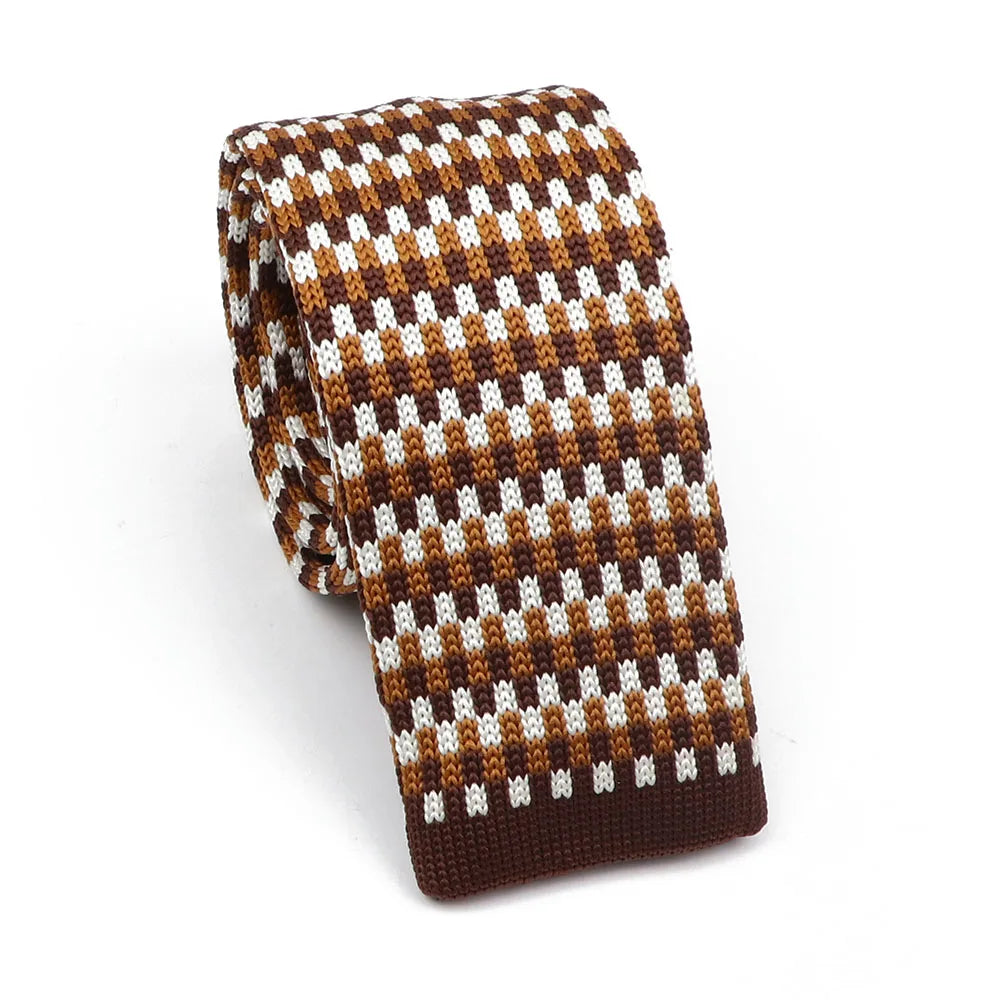 ZONFAZ Fashion Leisure Knitted Ties for Men Colourful Striped Woven Skinny Knit Neckties