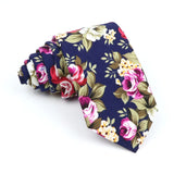 ZONFAZ Cotton Floral Ties For Men Women Skinny Flower Necktie