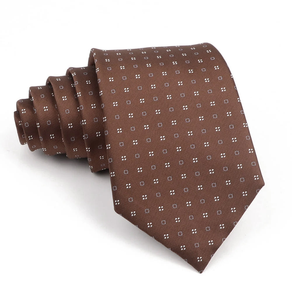 ZONFAZ Brown Classic Solid Striped Paisley Flower Neckties for Men