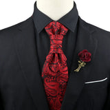 ZONFAZ Men's Premium Paisley Ascot Brooch Set Luxury Classic Suit Tuxedo Tie Set