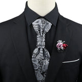 ZONFAZ Men's Premium Paisley Ascot Brooch Set Luxury Classic Suit Tuxedo Tie Set