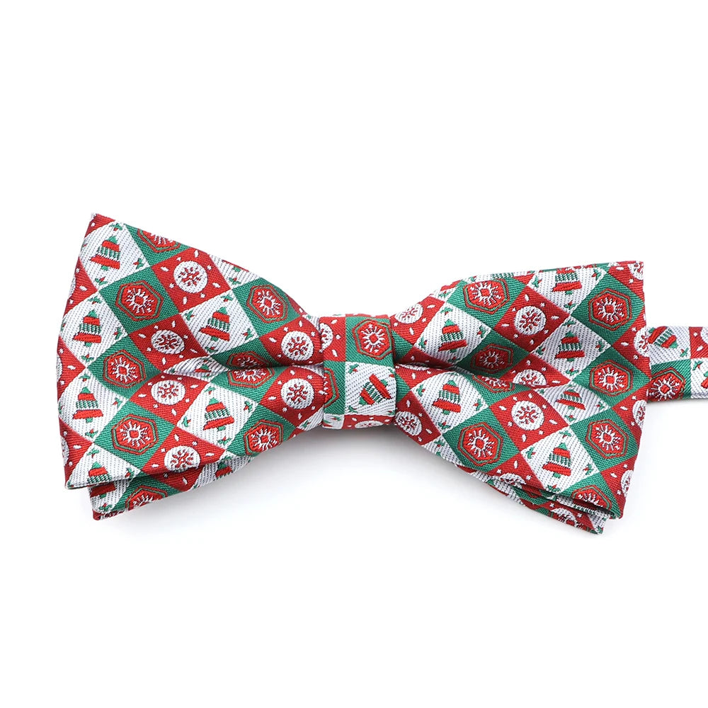 ZONFAZ Christmas Bowtie Festival Theme Fashion Parent-Child Bow Tie for Adult Kid Snowflake Santa Jacquard Silk Bowtie