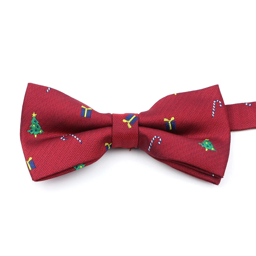 ZONFAZ Christmas Bowtie Festival Theme Fashion Parent-Child Bow Tie for Adult Kid Snowflake Santa Jacquard Silk Bowtie