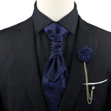 ZONFAZ Men's Premium Paisley Ascot Brooch Set Luxury Classic Suit Tuxedo Tie Set